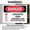 Signmission Renovation Work Contains Lead Do Not Enter Danger Sign, Vinyl Decal, 10in W x 7in L, 2PK OS-2PACK-DS-D-710-L-1753 - alternate 2